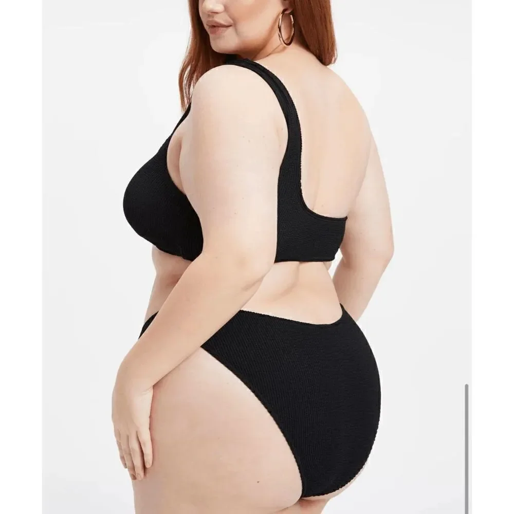 Good American Women’s Always Fits One Shoulder Bikini Top Black